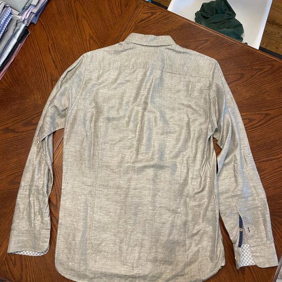 Ted Baker London Linen Grey Dress Shirt, Men's size 3 (Med-ish), EUC - Picture 6 of 6